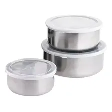 Conjunto De Potes Tigelas Bowl Inox Com Tampa 3 Foto mini  3