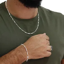 Conjunto De Prata 925 Cartier Tijolinho 60cm + Pulseira Cor Prateado Foto mini 2