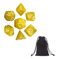 Conjunto De Sete Dados Para Rpg Amarelo Com Número Branco Foto mini  2