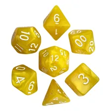 Conjunto De Sete Dados Para Rpg Amarelo Com Número Branco Foto  mini 1