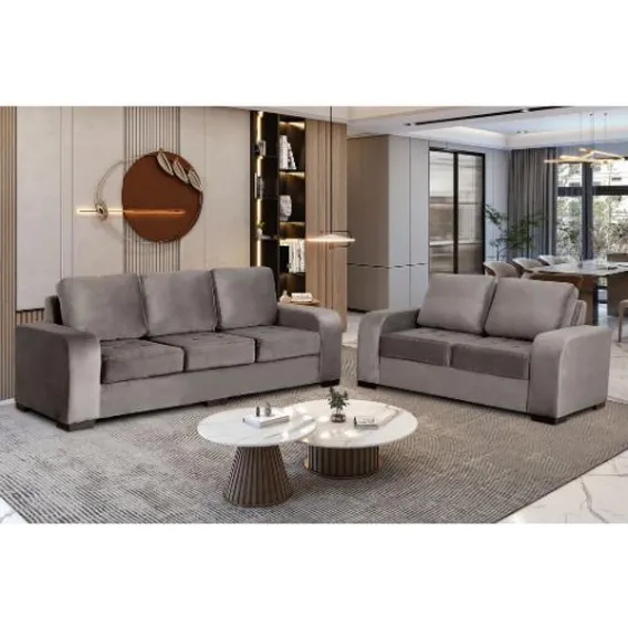 Conjunto De Sofá 3x2 Lugares Cinza Londres Design Estofados Foto 1