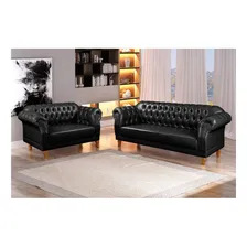 Conjunto De Sofás Chesterfield Duque Preto He Foto mini 1