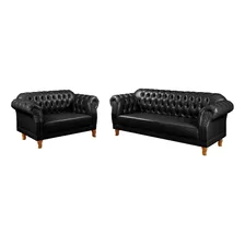 Conjunto De Sofás Chesterfield Duque Preto He Foto mini 2
