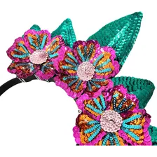 Conjunto De Tiara E Brinco Em Paetê Cor Rosa Foto mini 4
