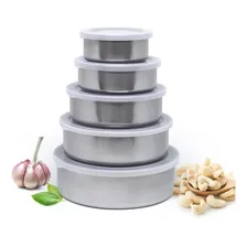 Conjunto De Tigelas Vasilha Pote Inox Kit 5 Com Tampa Cor Prateado Foto mini 4