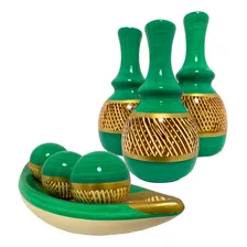 Conjunto Enfeite Ceramica Trio Vasos Centro Mesa Decorativo Cor Cristal Verde Foto mini 1