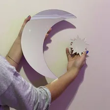 Conjunto Espelho Sol E Lua MÃstico Lunar Em AcrÃlico Moldura Prata Foto mini 2