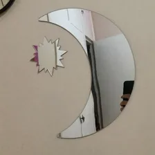 Conjunto Espelho Sol E Lua MÃstico Lunar Em AcrÃlico Moldura Prata Foto mini 3