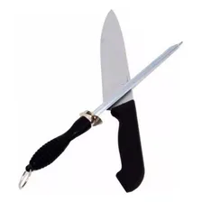 Conjunto Faca Chaira Inox Cabo Preto 28cm Churrasco Foto  mini 1