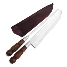 Conjunto Faca Gaúcha 10' Picanheira Artesanal Aço Inox 420 E Foto mini 3