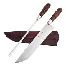 Conjunto Faca Gaúcha 10' Picanheira Artesanal Aço Inox 420 E Foto mini 1