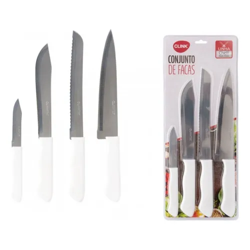 Conjunto Facas Kit 4 Pçs Aço Inox Cheff Carne Kitchen Clink Foto 1