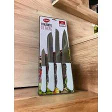 Conjunto Facas Kit 4 Pçs Aço Inox Cheff Carne Kitchen Clink Foto mini 4