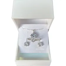 Conjunto Feminino Colar Brinco Anel Presente Natal Prata 925 Cor Prateado Foto mini 1