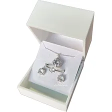 Conjunto Feminino Colar Brinco Anel Presente Natal Prata 925 Cor Prateado Foto mini 2