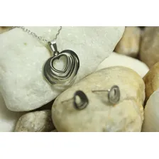 Conjunto Feminino Rik9 Colar +par De Brinco Coração Presente Cor Prata Foto mini  3