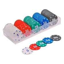 Conjunto Fichas Jogo De Poker Profissional C/numeração 100un Foto mini 1