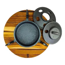Conjunto Fogareiro De Ferro Fundido Com Suporte De Madeira Foto mini 4