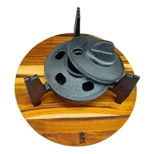 Conjunto Fogareiro De Ferro Fundido Com Suporte De Madeira Foto mini 1