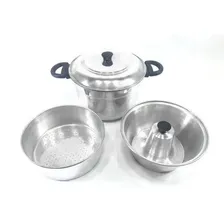 Conjunto Forma Pudim Banho Maria E Panela De Alumínio 3 X 1 Foto mini 1