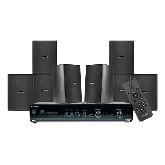 Conjunto Frahm 2500 P/ Som Ambiente Lojas + 8 Caixas Cor Preto/preto Potência De Saída Rms 160 W Foto 1
