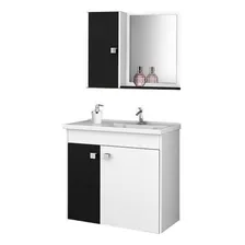 Conjunto Gabinete Banheiro Munique Com Cuba - Branco/preto Foto mini 1