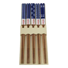 Conjunto Hashi De Bambu 5 Pares Azul Foto  mini 1