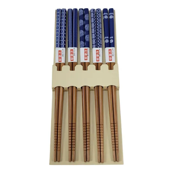 Conjunto Hashi De Bambu 5 Pares Azul Foto 1