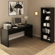 Conjunto Home Office 2 Peças Com 1 Mesa E 1 Estante Preto Foto mini 2