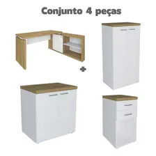 Conjunto Home Office 4 Peças Mesa Em L Armário Alto Wt Foto mini 2