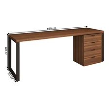 Conjunto Home Office Mesa Diretor 190 Cm E Gaveteiro Munique Foto mini 4