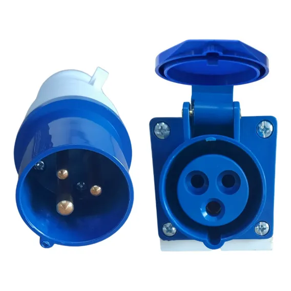 Conjunto Industrial Tomada + Plug / 2p+t / 32a / Azul / 6h Cor Plugue E Tomada 32a Foto 1
