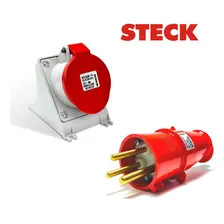Conjunto Industrial Tomada + Plug Steck 2p+t 32a Vm Newkon Cor Vermelho Foto mini  2