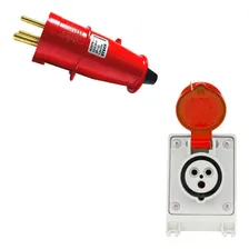 Conjunto Industrial Tomada + Plug Steck 2p+t 32a Vm Newkon Cor Vermelho Foto mini  3