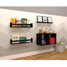 Conjunto Infantil 1 Nicho 3 Prateleiras Trini Preto Foto mini 2