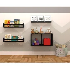 Conjunto Infantil 1 Nicho 3 Prateleiras Trini Preto Foto mini 3