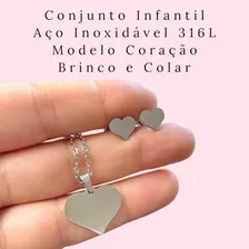 Conjunto Infantil Brinco E Colar Aço Cirúrgico Antialérgico Foto mini 3