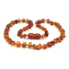 Conjunto Infantil Colar Ambar + Pulseira De Âmbar Mel Escuro Foto mini 2