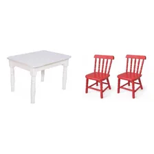 Conjunto Infantil Mesa 68x52cm Com 2 Cadeiras Madeira Foto  mini 1