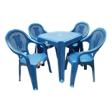 Conjunto Infantil Mesa E 4 Cadeiras Antares Azul Kit 01 Jogo Foto  mini 1