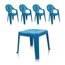 Conjunto Infantil Mesa E 4 Cadeiras Antares Azul Kit 01 Jogo Foto mini  3