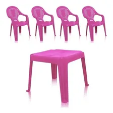 Conjunto Infantil Mesa E 4 Cadeiras Antares Rosa Kit 01 Jogo Foto mini 3