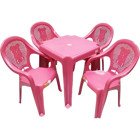 Conjunto Infantil Mesa E 4 Cadeiras Antares Rosa Kit 01 Jogo Foto 1