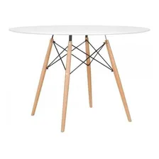 Conjunto Jantar Eames Eiffel 6 Lugares Mesa 120cm 6 Cadeiras Tampa Mesa branco com cadeiras branco Foto mini 2