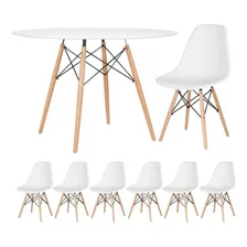 Conjunto Jantar Eames Eiffel 6 Lugares Mesa 120cm 6 Cadeiras Tampa Mesa branco com cadeiras branco Foto mini 1