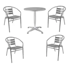 Conjunto Jardim Varanda Alumínio Brilhante Mesa + 4 Cadeiras Foto  mini 1