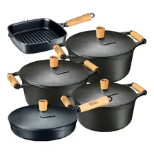 Conjunto Jogo 5 Pçs Caçarolas Frigideira Ferro Panela Mineir Foto  mini 1