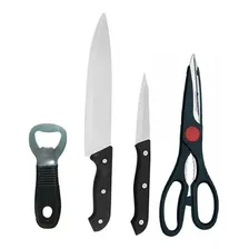 Conjunto Jogos Facas Inox Cutelo Abridor Tesoura Corte Foto mini  2