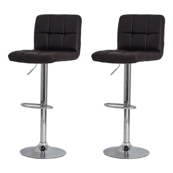 Conjunto Kit 2 Banquetas Estofada Gomos Confort Pu Base Giratória Cromada Altura Regulável Várias Cores Cozinha Bar Foto 1