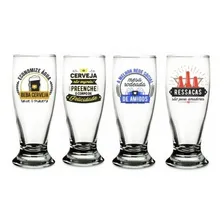Conjunto Kit 4 Copos De Cerveja Frases De Boteco Foto mini 4